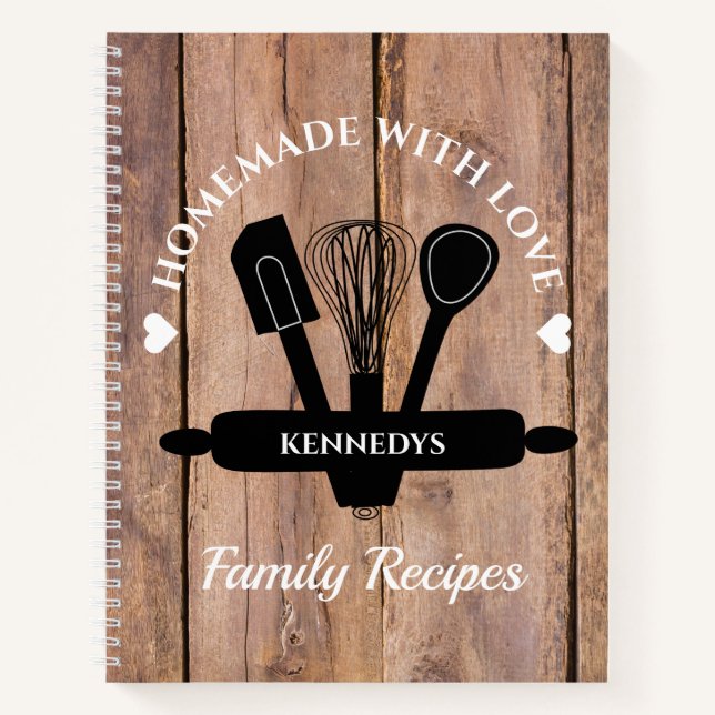 Carnet Bois rustique fait maison avec recettes d'amour Li (Devant)