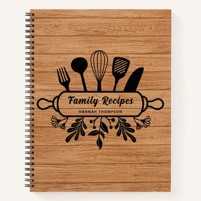 Carnet Bois rustique Recettes de famille préférées person (Devant)