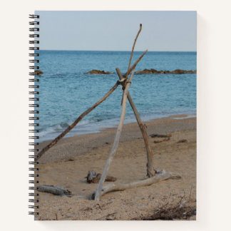 Carnet Bois sur la plage et mer bleue - Pakifoto
