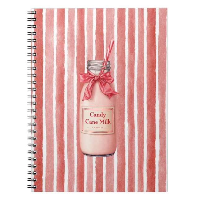 Carnet Boisson aux rayures de bonbon canne blanche rouge (Devant)