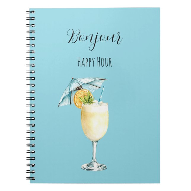 Carnet Boisson Blue Bonjour Happy Hour (Devant)