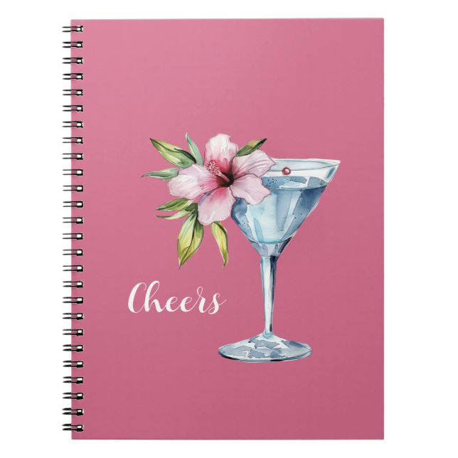 Carnet Boisson Fleur d'Hibiscus Rose Tropical (Devant)