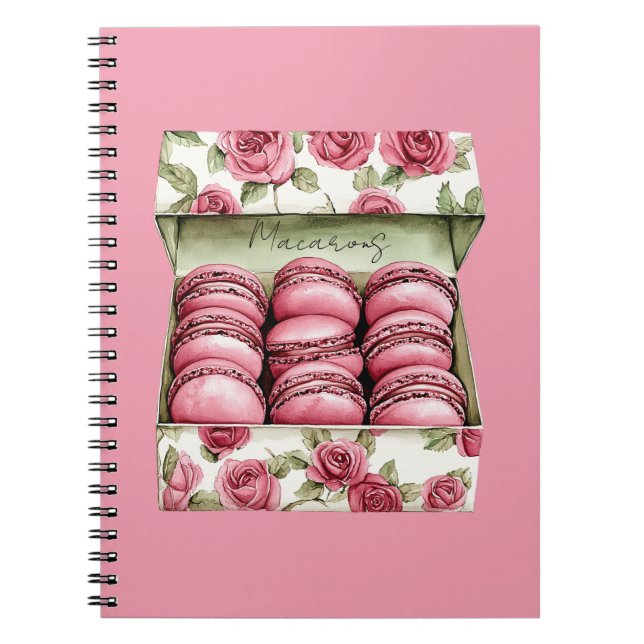 Carnet Boîte de Macarons aux Jolies Roses Roses (Devant)