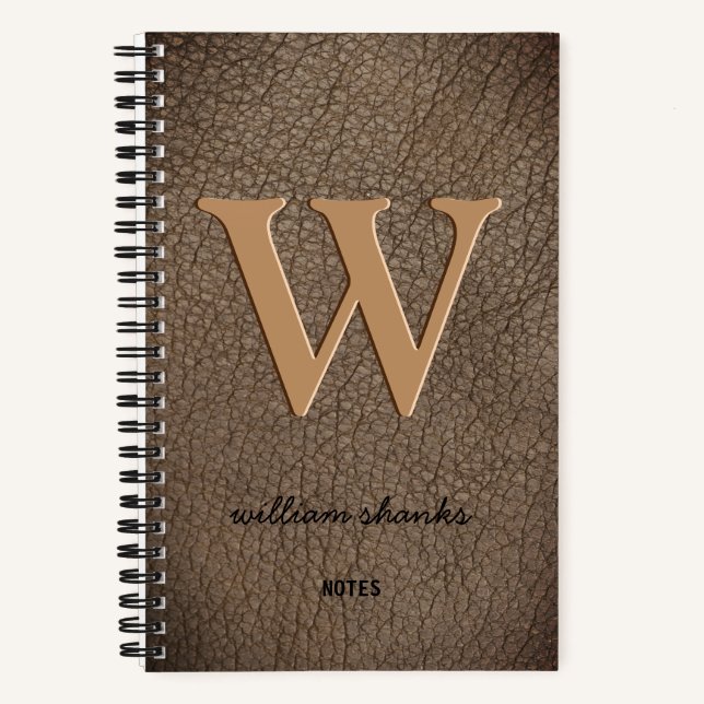 Carnet Boite de nom en or monogramme rustique en cuir (Recto)