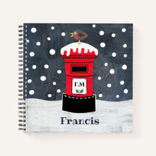 Carnet Boîte postale de Noël et Robin personnalisés