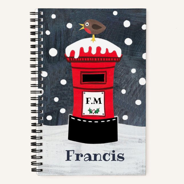 Carnet Boîte postale de Noël et Robin personnalisés (Recto)