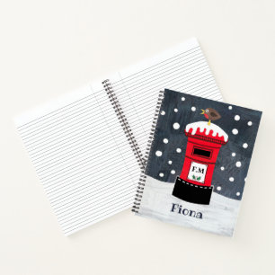 Carnet Boîte postale de Noël personnalisée & Robin Noteb