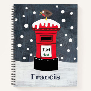 Carnet Boîte postale de Noël personnalisée & Robin Noteb