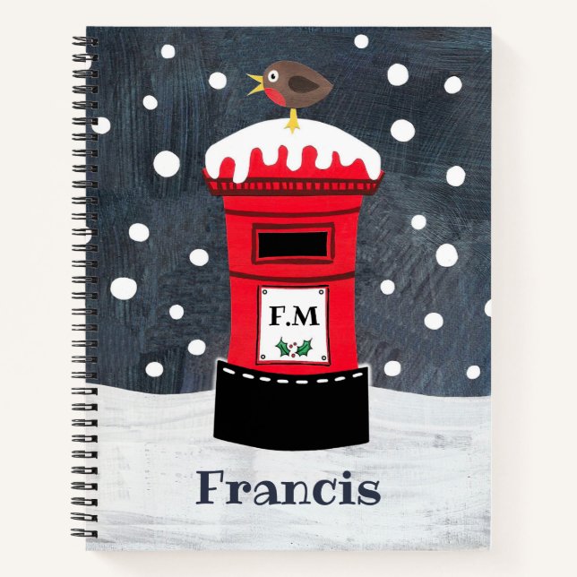 Carnet Boîte postale de Noël personnalisée & Robin Noteb (Devant)
