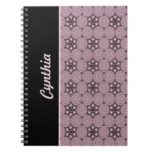Carnet Boîte rose et noire Mandala Design graphique