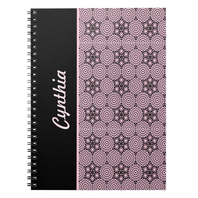 Carnet Boîte rose et noire Mandala Design graphique (Devant)