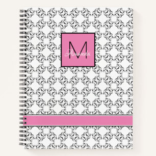 Carnet Boîte rose sur Motif noir et blanc