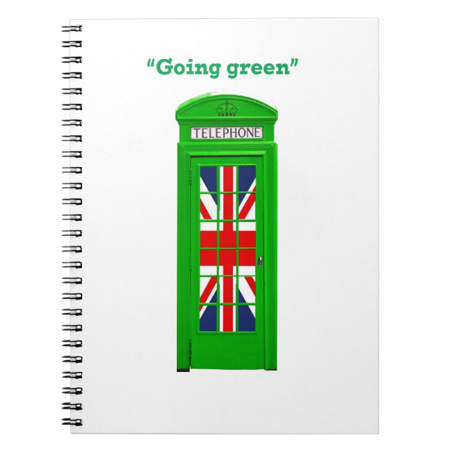 Carnet Boîte téléphonique londonienne "Go green" (Devant)