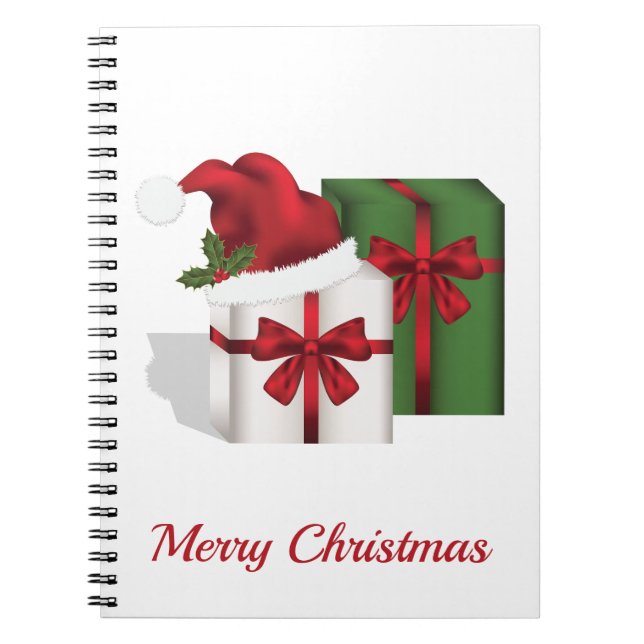 Carnet Boîtes Cadeaux Blanches Et Vertes Avec Un Chapeau  (Devant)