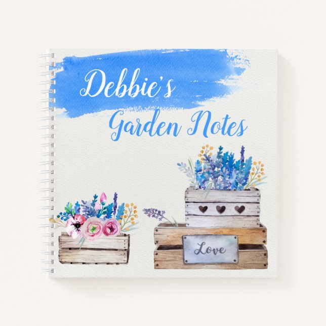 Carnet Boîtes de fleurs d'aquarelle personnalisées (Devant)