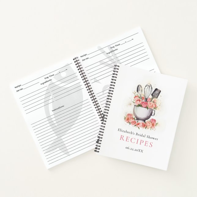 Carnet Bol de cuisson Fouettez Roses Recette de mariage (Intérieur)