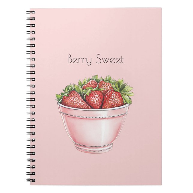 Carnet Bol de fraises rose pâle sucré aux baies (Devant)