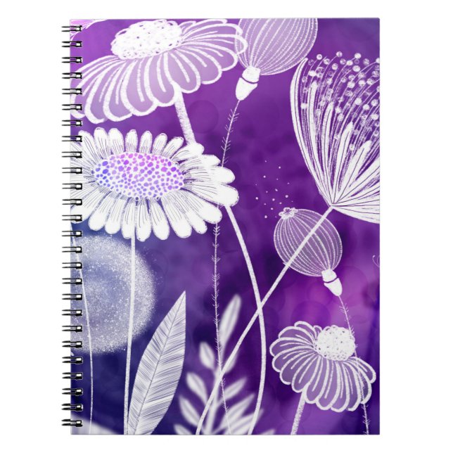Carnet Bold Purple and Violet Wild Flower Art (Devant)