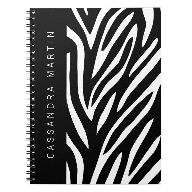 Carnet Bold Zebra Stripes for Safari Theme with Name (Devant)