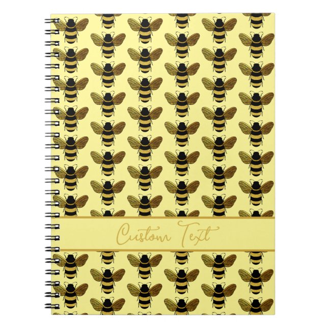 CARNET BOMBLEBEE OR BLACK BEE RÉPÉTER MOTIF JAUNE (Devant)