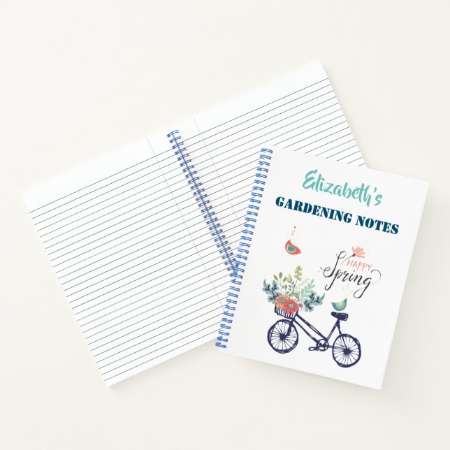 Carnet Bon design printemps : vélo, fleurs et oiseaux (Intérieur)