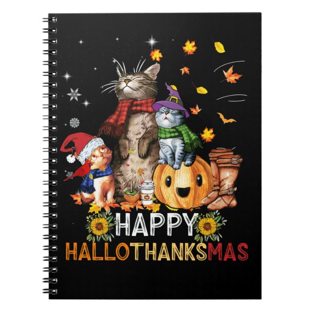 Carnet Bon thanksgiving Chat Hallothanksmas Hallothanksma (Devant)