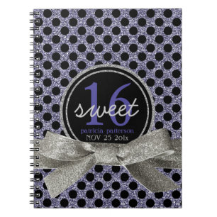 Carnet Bonbon mignon 16 à Polkadot pourpre et noir