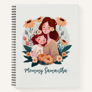 Carnet Bond adorable maman et fille - Cadre floral (3)