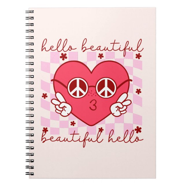 Carnet Bonjour Beau Coeur Rose (Devant)