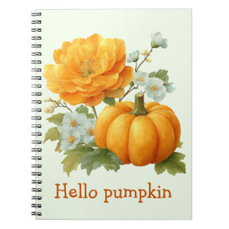 Carnet Bonjour Citrouille Floral Halloween Design