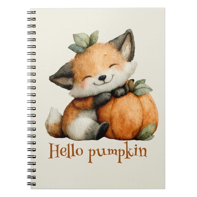Carnet Bonjour Citrouille mignon Fox Halloween Design (Devant)