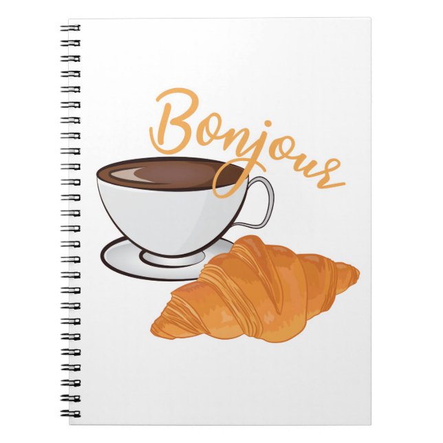Carnet Bonjour Croissant Coffee Breakfast - French Cafe (Devant)