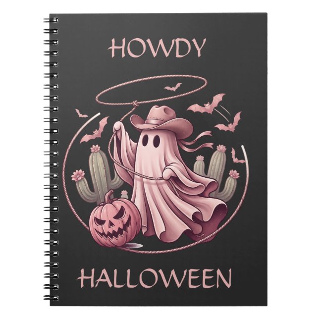 Carnet Bonjour Halloween Cowboy Fantôme Occidental & Lass (Devant)