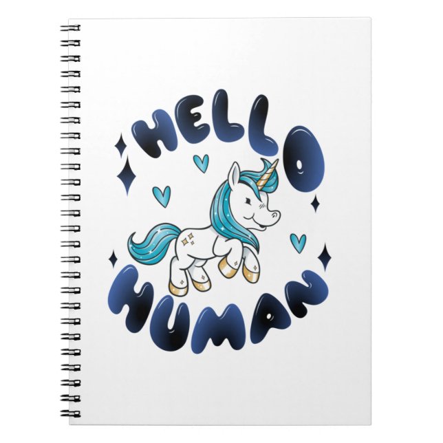 Carnet Bonjour humain Licorne adorable (Devant)
