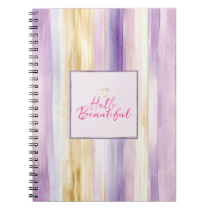 Carnet Bonjour Magenta Crème Rayures Or Rose