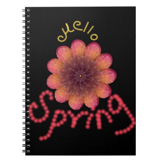 Carnet Bonjour Printemps - Fleur Rose et Orange Texturée  (Devant)