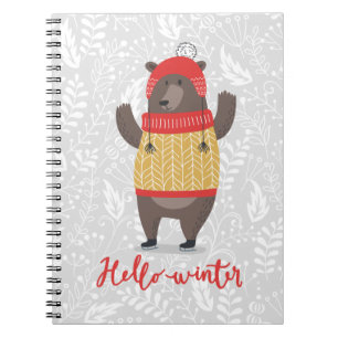 Carnet Bonjour Saison d'hiver Salutation Ours d'illustrat