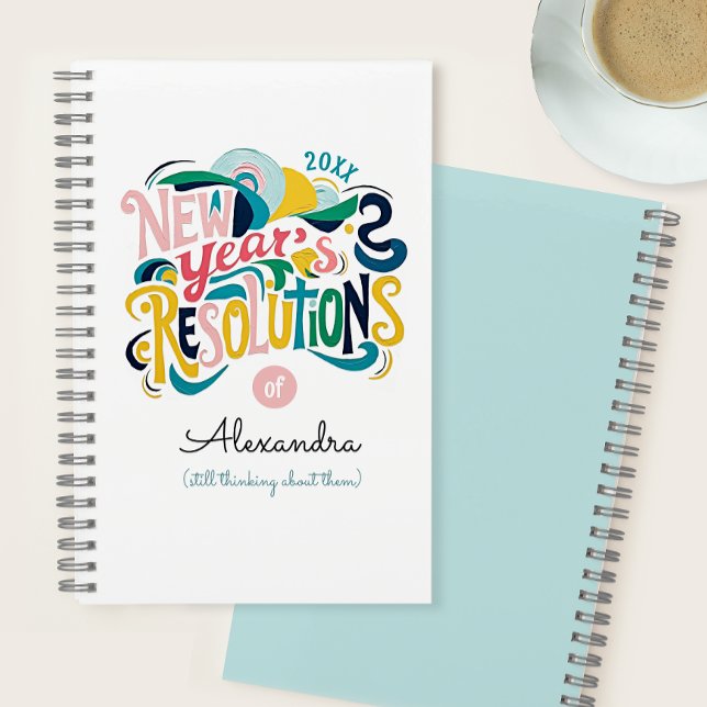Carnet Bonne année Résolutions Pastel Typographie peintur (Créateur téléchargé)