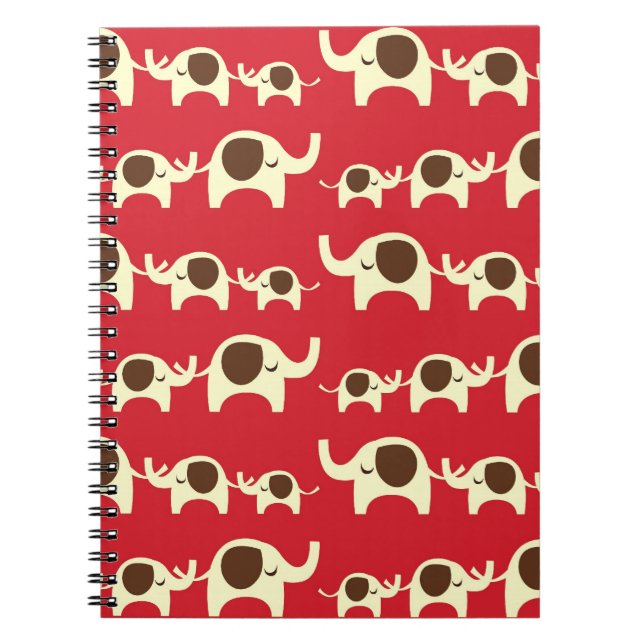 Carnet Bonne chance éléphants preppy rouge mignon motif n (Devant)