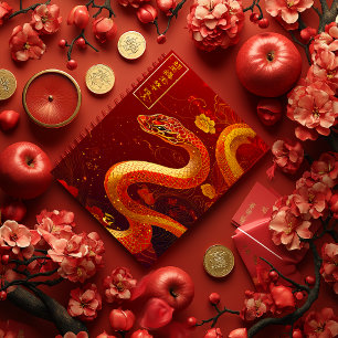 Carnet Bonne Fortune Gold et Red Année du serpent