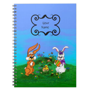Carnet Bonne Pâques ! Lapin avec lapin et poussin