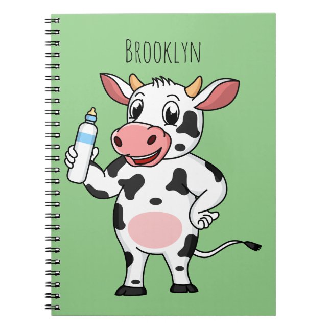 Carnet Bonne vache avec dessin animé de biberon (Devant)