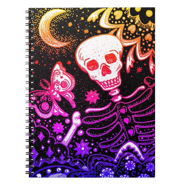 CARNET BONNES DANS LE SKELETON DE JARDIN, LUNE D'ART FOLK (Devant)