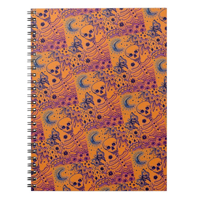 CARNET BONNES DANS LE SKELETON DE JARDIN, LUNE D'ART FOLK (Devant)