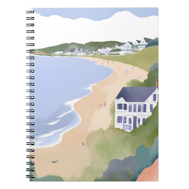 Carnet Bonnet Shores | Aquarelle de la plage de Rhode Isl (Devant)