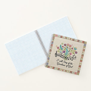 Carnet Bonté de Dieu look matelassé floral musique
