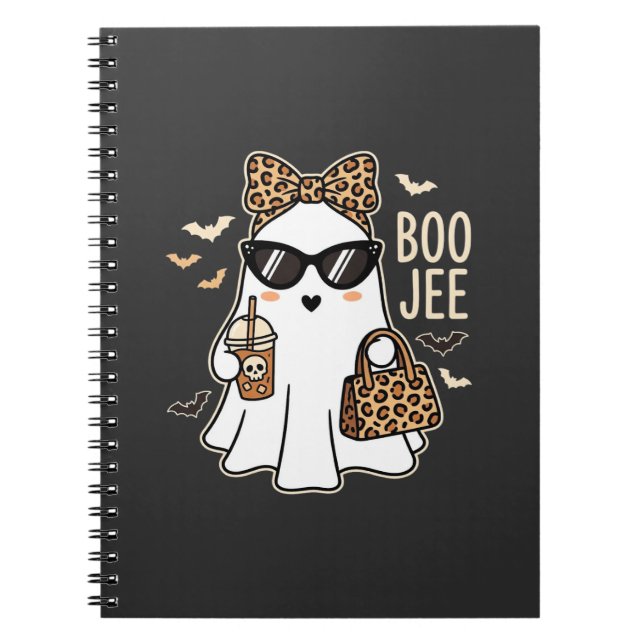 Carnet Boo Jee Cute Ghost Halloween Leopard Design_1 (Devant)