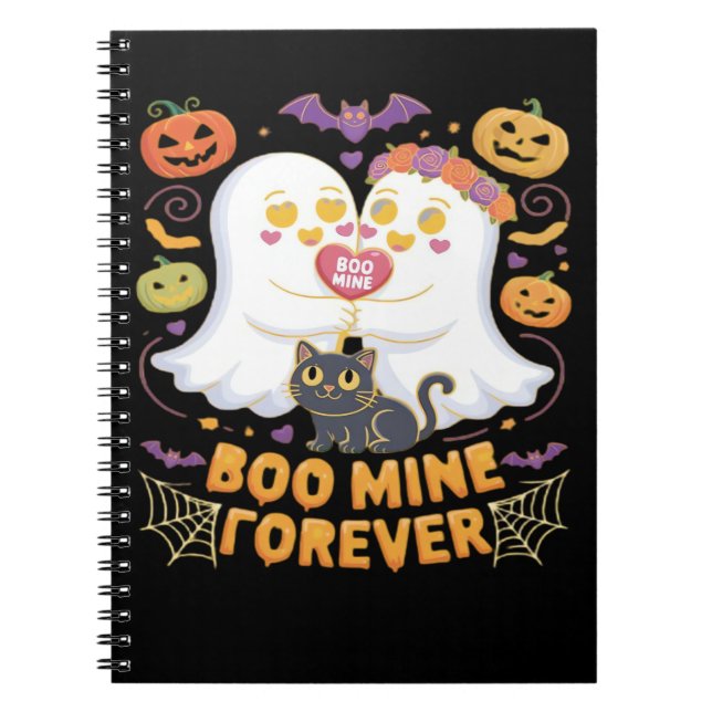 Carnet Boo Mine Pour Toujours Mignons Fantômes Chat Noir  (Devant)