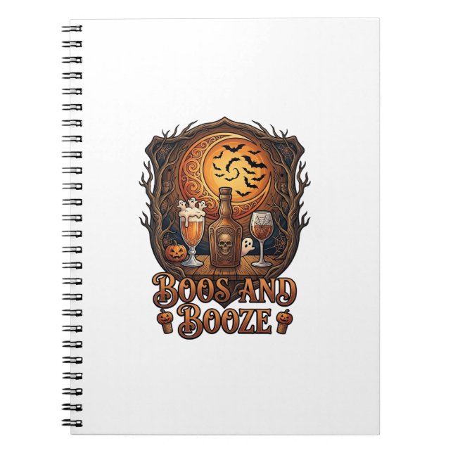 Carnet Boos Boisson Halloween Crâne Bouteille Bière Vin C (Devant)