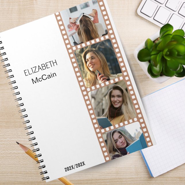 Carnet Booth Photo Brown - Moderne tendance personnalisée (White  Photo Booth - Trendy Modern Personalized Science Spiral Notebook!)